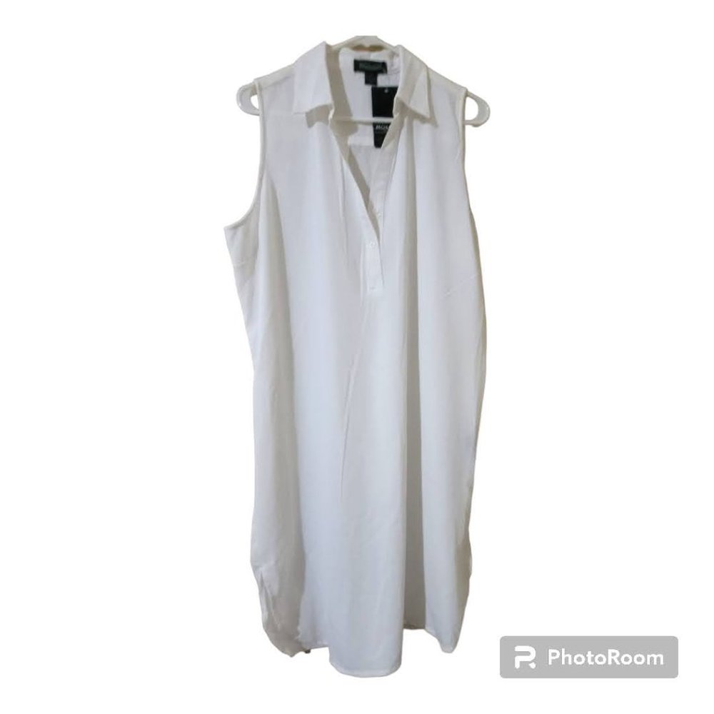 NWT Rouge Collection Plus Sleeveless Shirtdress, Color: White, Size 1X
